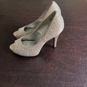 Womens taupe with rhinestone evening heels